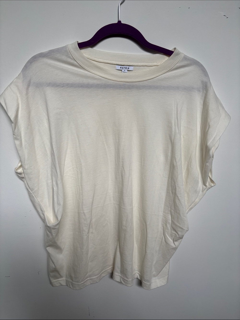 pistola Cream Short Sleeve Draped Tee